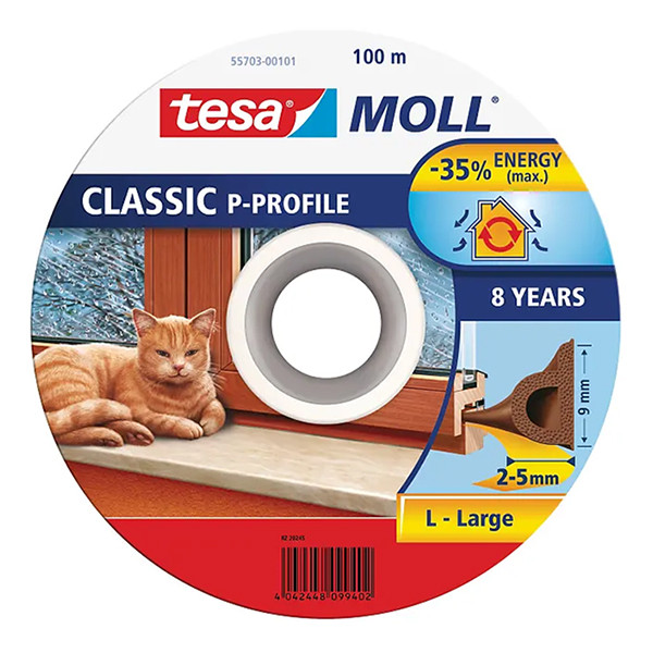 Tesa TesaMoll Classic P-profile joint d'isolation 6 m x 9 mm - blanc 203310 - 2