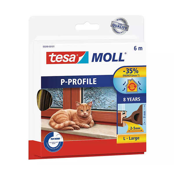 Tesa TesaMoll Classic P-profile joint d'isolation 6 m x 9 mm - marron 203311 - 1
