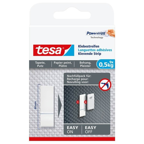 Tesa bandes adhésives de recharge pour surfaces sensibles 0,5 kg (9 pièces) 202360 - 1