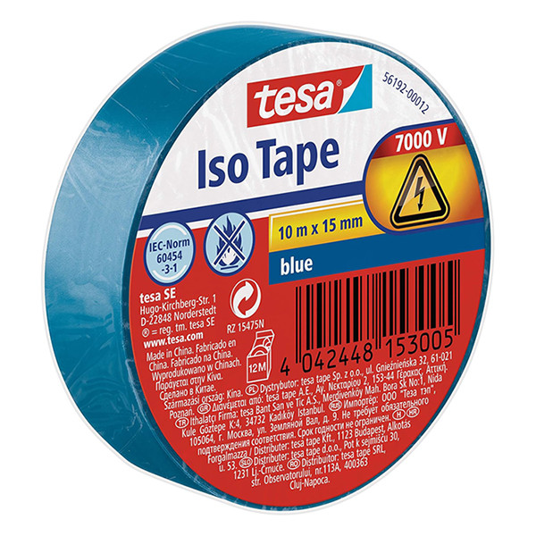 Tesa ruban adhésif isolant 15 mm x 10 m - bleu 203390 - 1