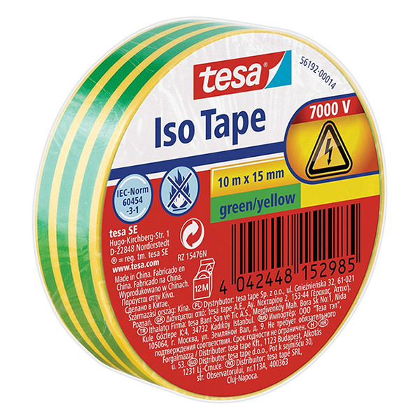Tesa ruban adhésif isolant 15 mm x 10 m - vert/jaune 203392 - 1