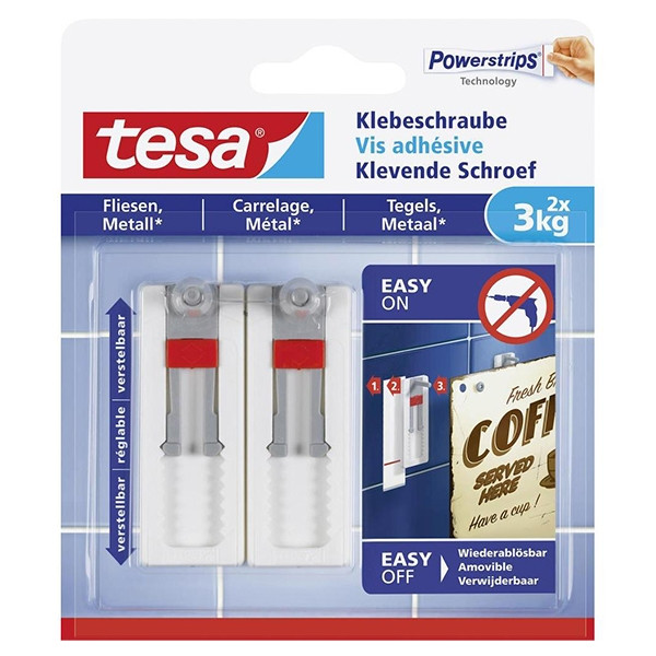 Tesa vis adhésives ajustables pour carrelage et métal 3 kg (2 vis) 202315 - 1