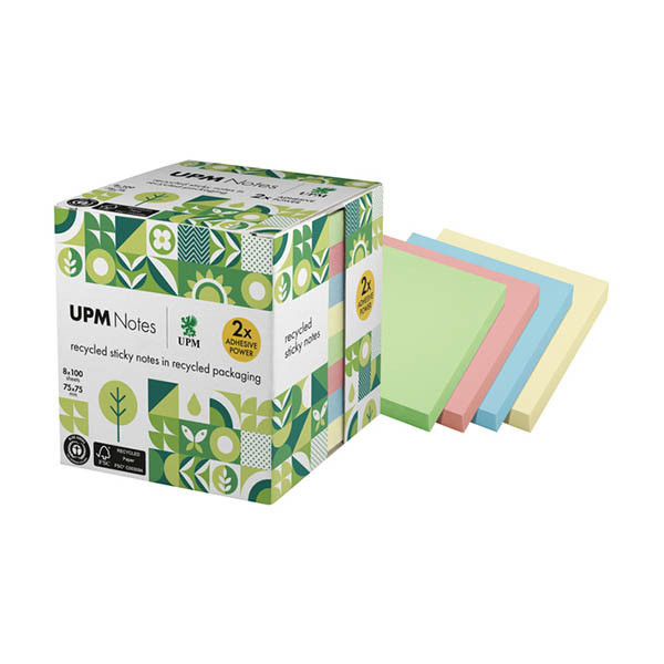 UPM notes autocollantes recyclées assortiment (8 x 100 feuilles) - pastel 303226 - 1