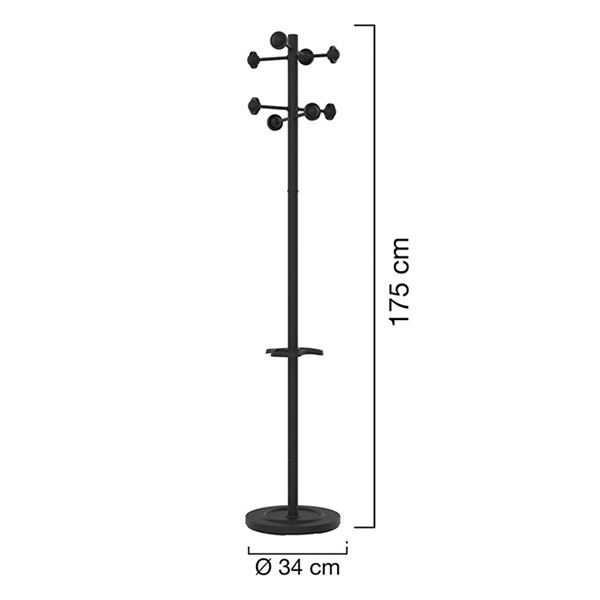 Unilux Accueil porte-manteau (8 crochets) - noir 237800 - 2