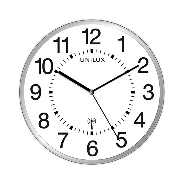 Unilux horloge murale radiocommandée en plastique avec cadran blanc (Ø 30 cm) - noir 237812 - 1