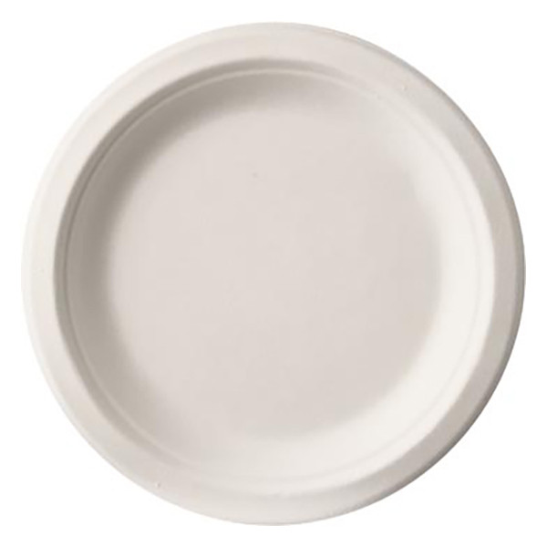 Assiette jetable en canne à sucre 23 cm (50 pièces) - blanc 423124 - 1