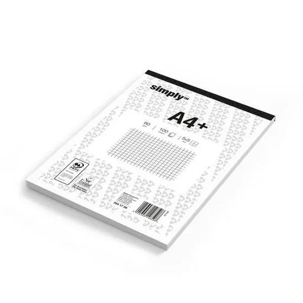 Simply A4 bloc-notes quadrillé 5 mm 60 g/m² 100 feuilles (5 pièces) 068822 - 1