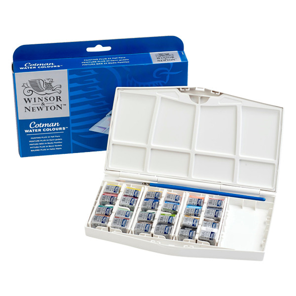 Winsor & Newton Cotman Plus coffret d'aquarelles (24 demi-godets) 410511 - 1