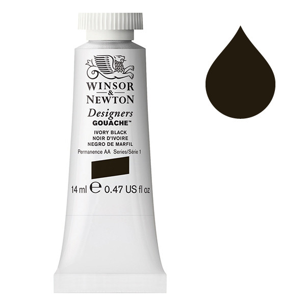 Winsor & Newton Designers gouache 331 (14 ml) - noir d'Ivoire 410644 - 1