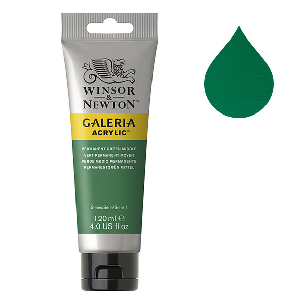 Winsor & Newton Galeria peinture acrylique (120 ml) - 484 vert permanent moyen 410156 - 1