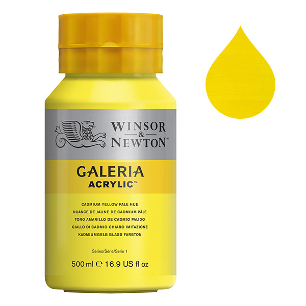 Winsor & Newton Galeria peinture acrylique (500 ml) - 114 nuance de jaune de cadmium pâle 410069 - 1