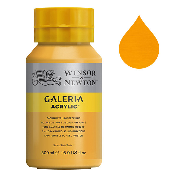 Winsor & Newton Galeria peinture acrylique (500 ml) - 115 nuance de jaune de cadmium foncé 410067 - 1