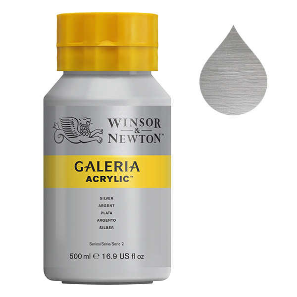 Winsor & Newton Galeria peinture acrylique (500 ml) - 617 argent 410111 - 1