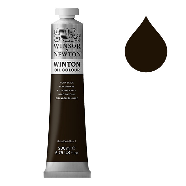 Winsor & Newton Winton peinture à l'huile (200 ml) - 331 noir d'ivoire 410324 - 1