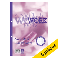 Offre : 5 x WORK bloc de cours A4 quadrillé 4 x 8 mm 80 g/m² (100 feuilles)