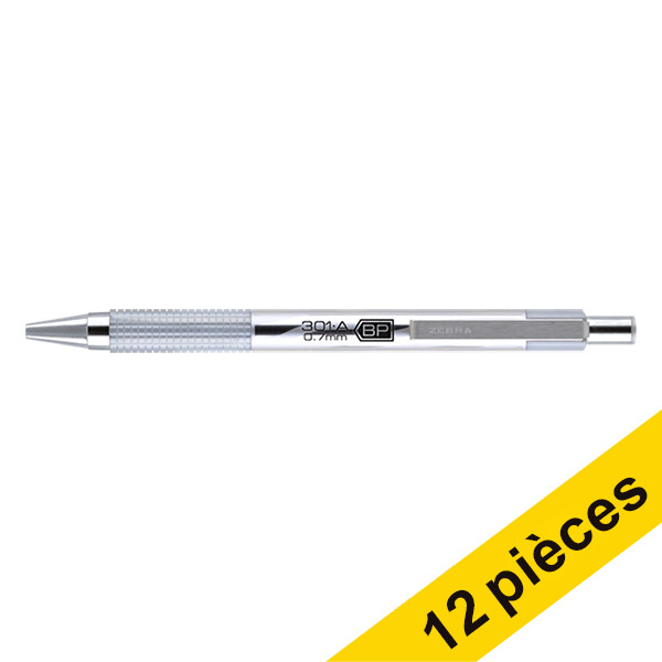 Offre : 12x Zebra F301A stylo à bille - argent 423810 - 1