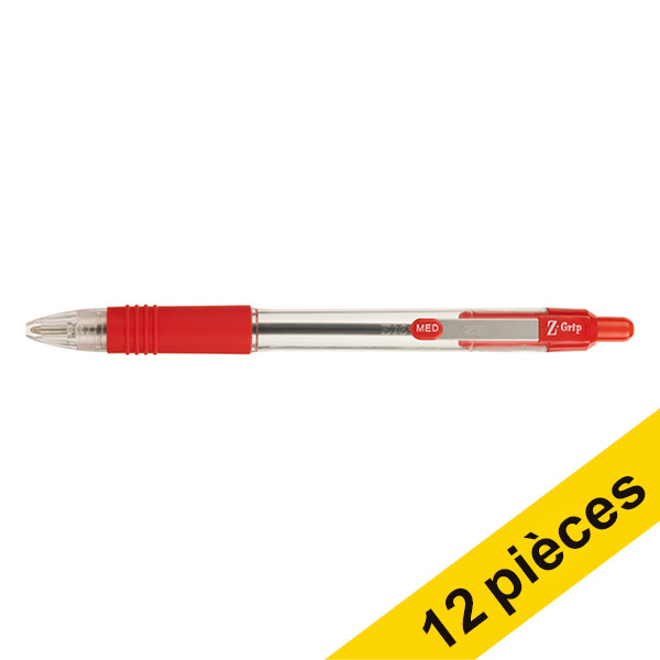 Offre : 12x Zebra Z-Grip stylo à bille - rouge 423816 - 1