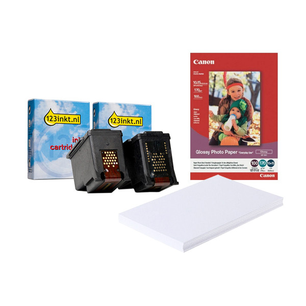 offre : Canon PG-560 / CL-561 noir + couleur (marque 123encre) + Canon GP-501 papier photo brillant 120866 - 1
